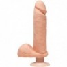 Dildo Dual Density Perfect D con Vibración y Testículos 8 Vainilla
