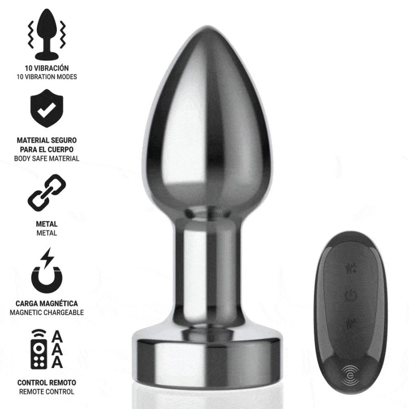 INTENSE - PLUG ANAL 10 VIBRACIONES METAL CON CONTROL REMOTO S