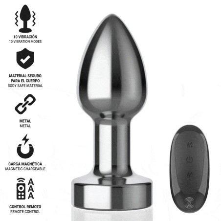 INTENSE - PLUG ANAL 10 VIBRACIONES METAL CON CONTROL REMOTO S