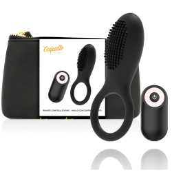 COQUETTE CHIC DESIRE - ANILLO VIBRADOR CONTROL REMOTO RECARGABLE NEGRO - GOLD