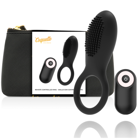 COQUETTE CHIC DESIRE - ANILLO VIBRADOR CONTROL REMOTO RECARGABLE NEGRO - GOLD