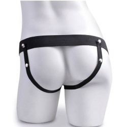 FETISH FANTASY SERIES - ARNÉS AJUSTABLE CONTROL REMOTO PENE REALÍSTICO CON TESTÍCULOS RECARGABLE Y VIBRADOR 15 CM
