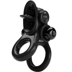 PRETTY LOVE - PASSIONATE RING DOBLE ANILLO VIBRADOR ESTIMULADOR CLÍTORIS NEGRO