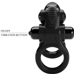 PRETTY LOVE - PASSIONATE RING DOBLE ANILLO VIBRADOR ESTIMULADOR CLÍTORIS NEGRO